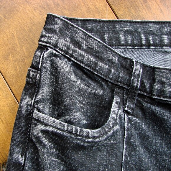 Flare Jeans Pearl Detailing Raw Hem Black Gray Boho Hippie Festival Wide Leg 6 - Picture 6 of 15